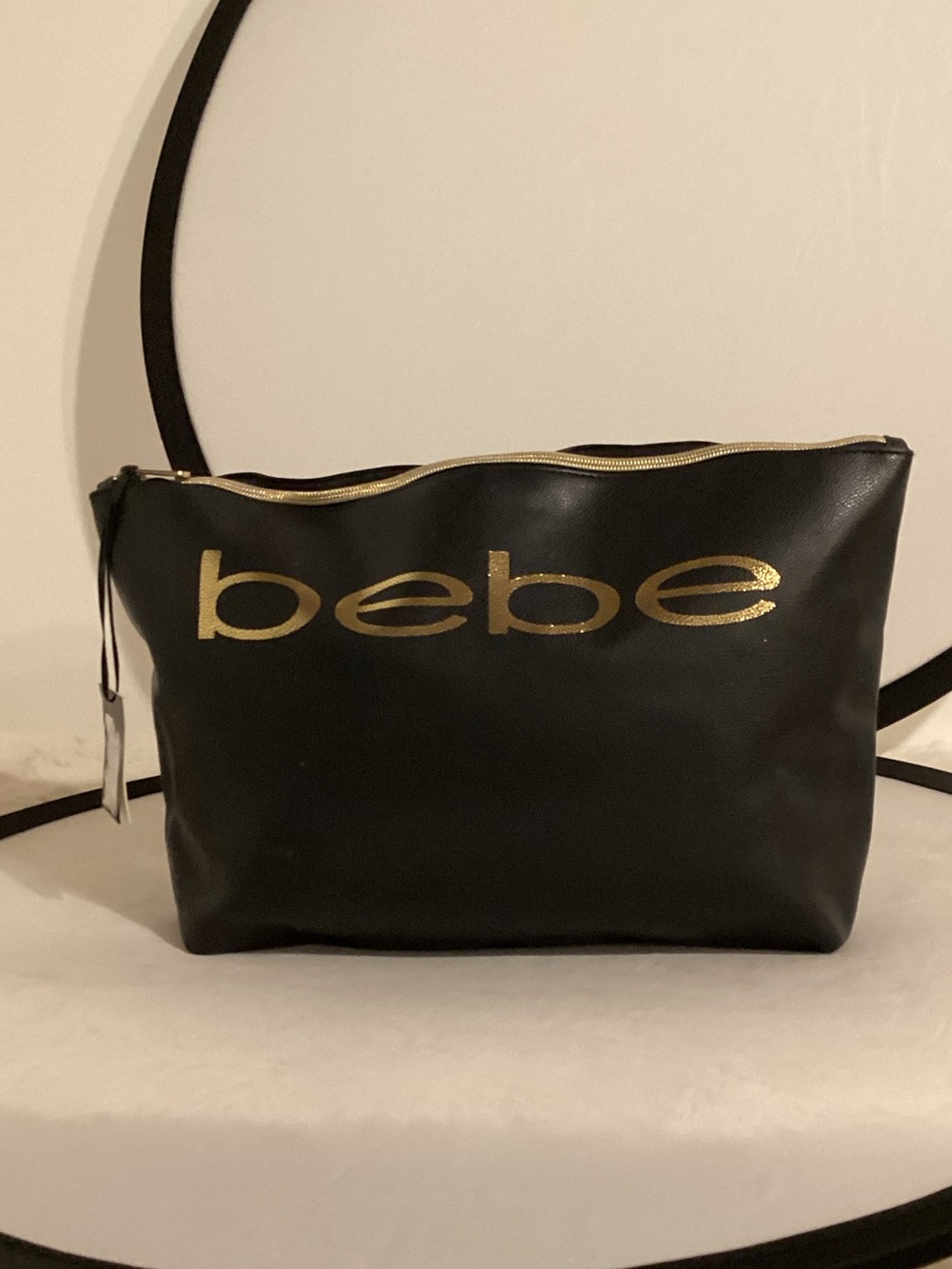 bebe Black Cosmetic Pouch with Gold Logo